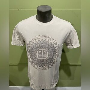 Men's Beige Graphic T-Shirt crewneck rhinestones modern fit